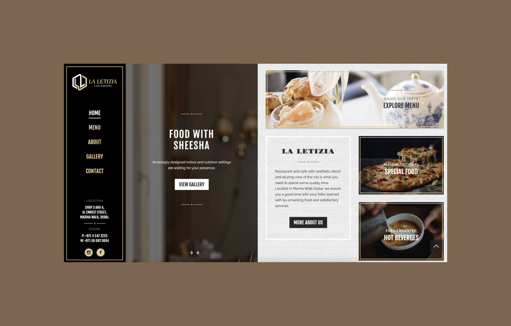 La Letizia Cafe website by freelance web designer Sajid Sulaiman