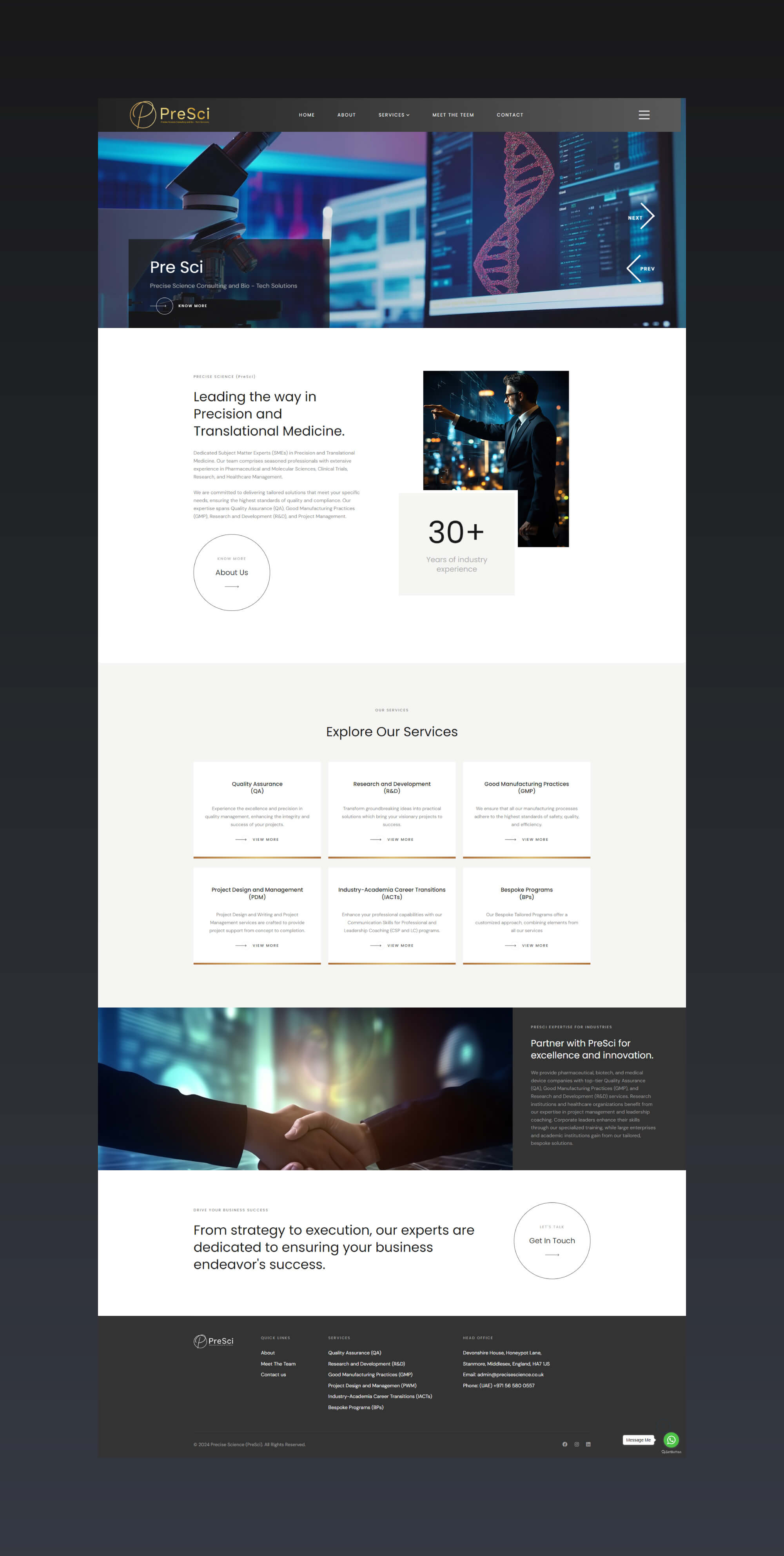 Precise Science (PreSci) Website By Freelance Web Designer Sajid Sulaiman