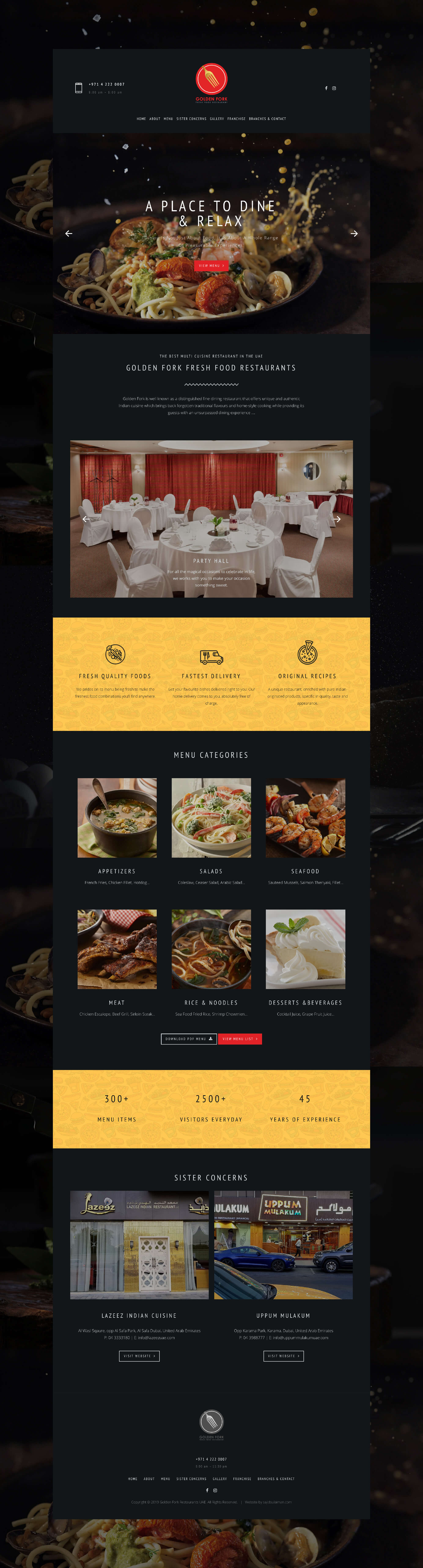 Golden Fork Restaurant website by Sajid Sulaiman Freelance Website Designer Dubai