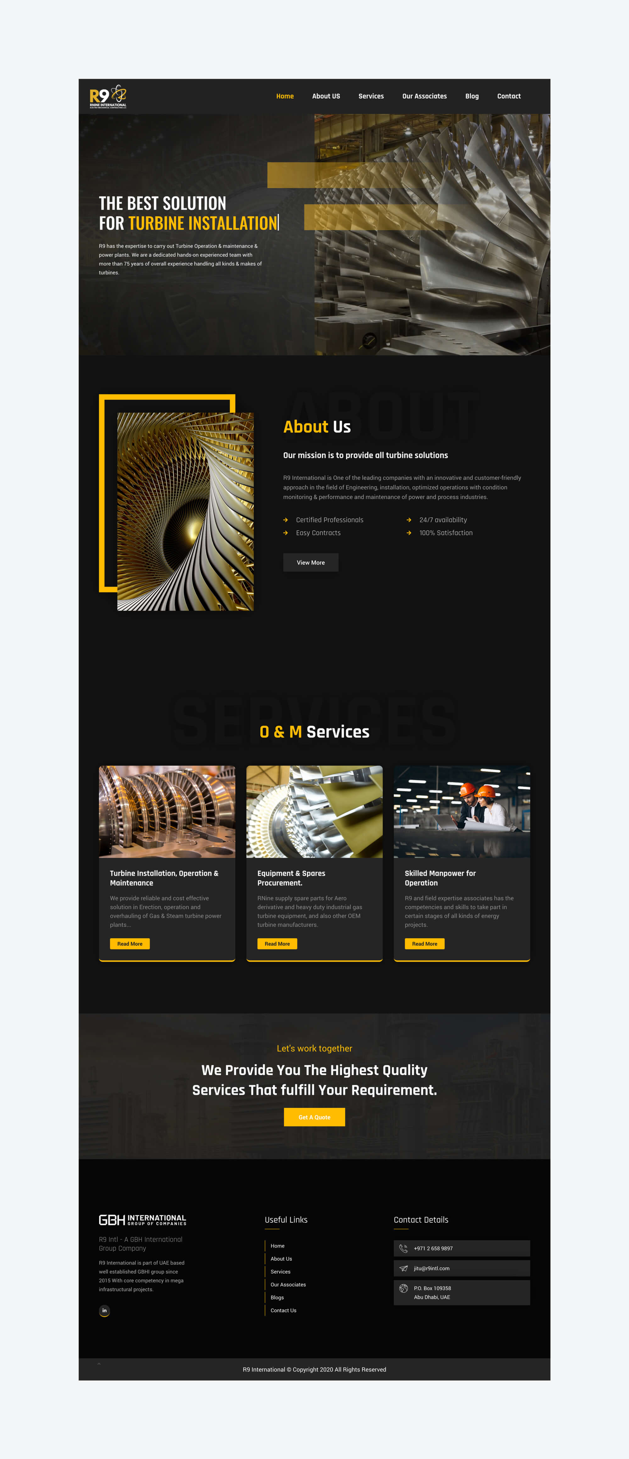 R9 Turbine website by freelance web designer Sajid Sulaiman