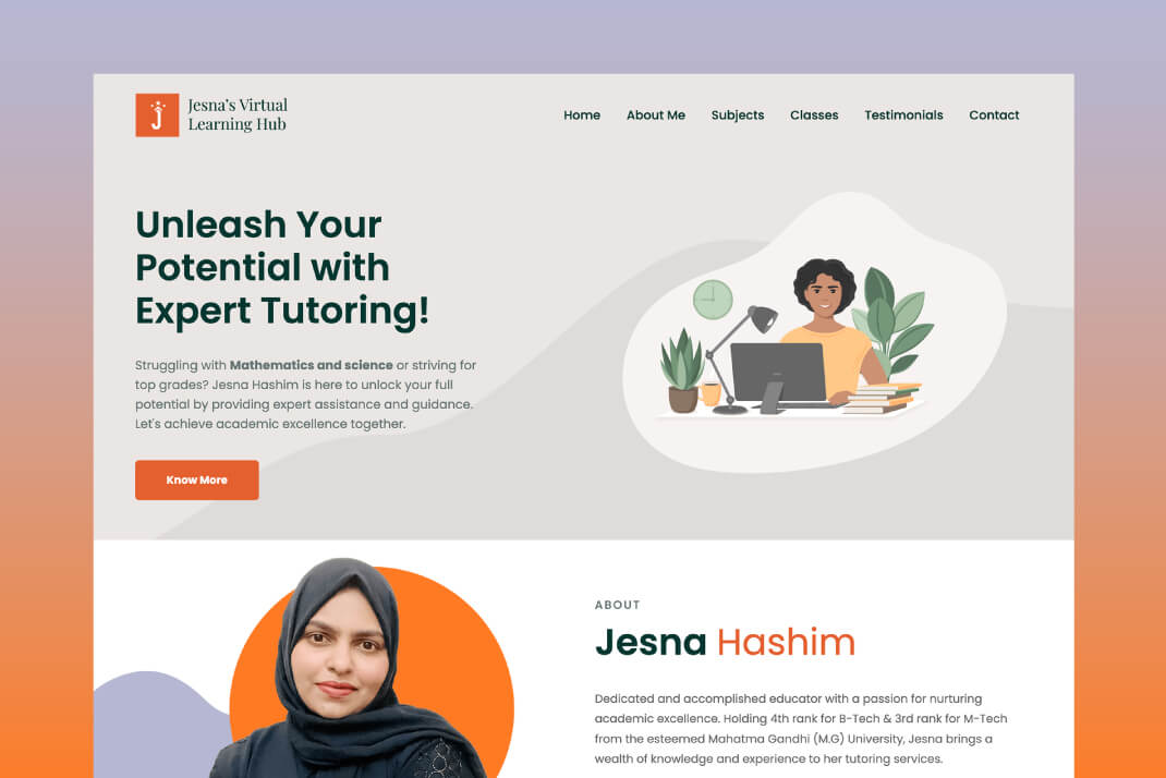 Jesnas Virtual Learning Hub Website By Freelance Web Designer Sajid Sulaiman