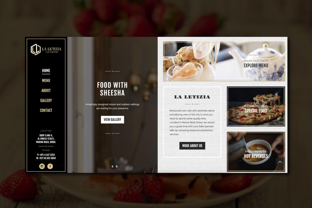 La Letizia Cafe website by freelance web designer Sajid Sulaiman