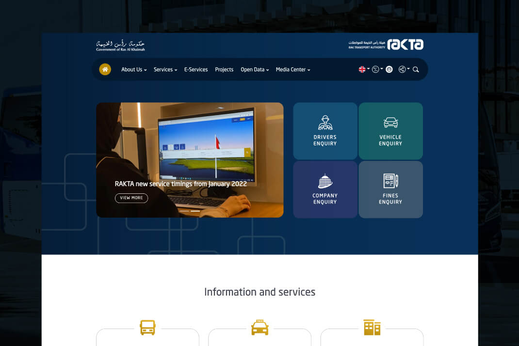 Rak Transport Authority website by SAJID SULAIMAN Freelance website Designer