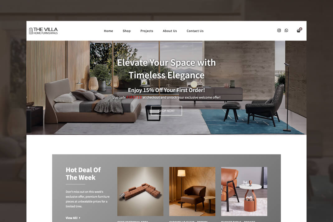 The Villa Home Furnishings website by freelance web designer Sajid Sulaiman