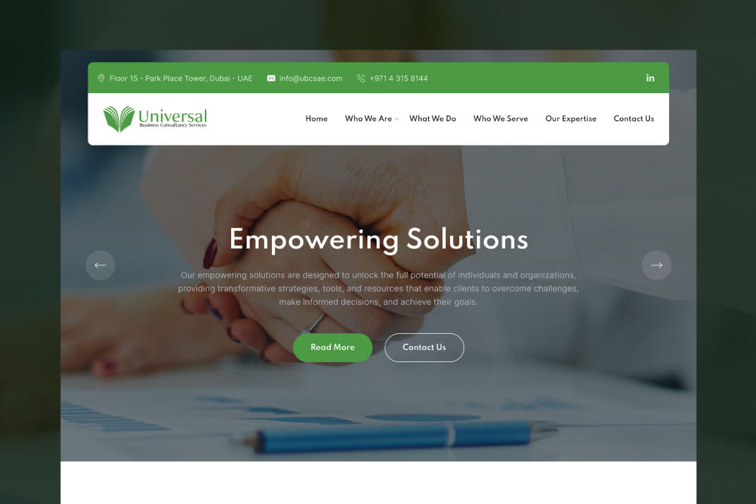 Universal Business Consultancy Services Website By Freelance Web Designer Sajid Sulaiman