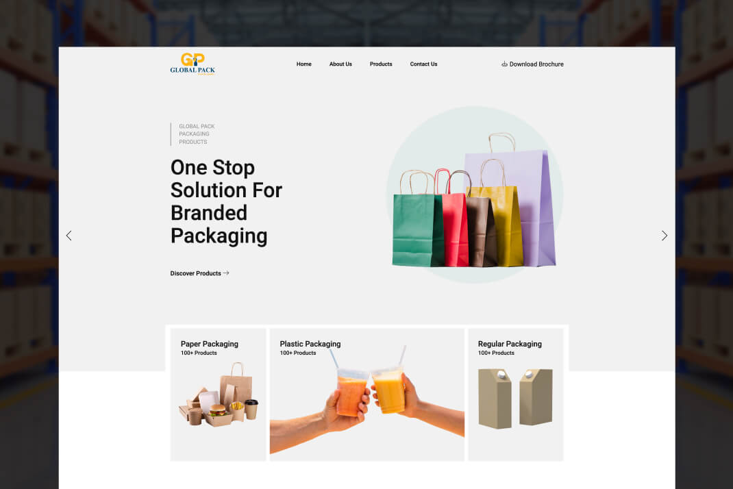 Global Pack website by freelance web designer Sajid Sulaiman